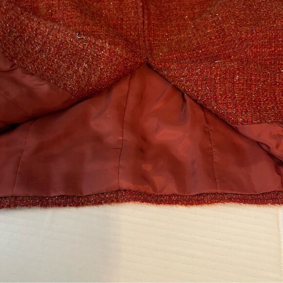 Lafayette 148 New York Brick Red Wool Tweed Iridescent Crop Jacket NWOT Size 2 - Picture 8 of 12